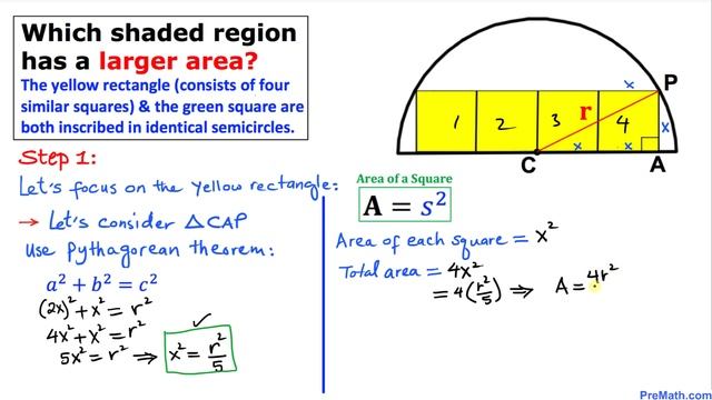 Which Shaded Quadrilateral Inscribed a Semicircle has a Larger Area? | Fast & Easy Explanation смотреть онлайн