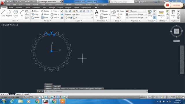 Spur Gear Drawing using AutoCAD with command explanation. смотреть онлайн