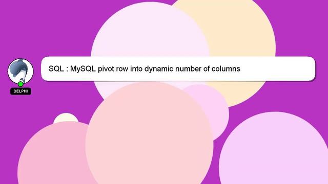 SQL : MySQL pivot row into dynamic number of columns смотреть онлайн