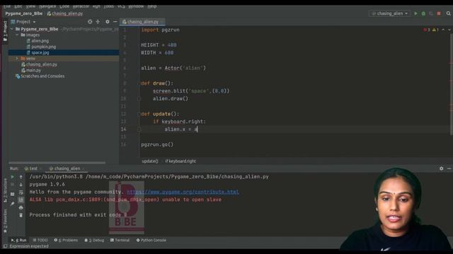 Game development with Pygame Zero | Chasing Alien - part 1 | BIBE Coding Class смотреть онлайн