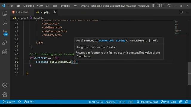 Search/Filter Table Data with Javascript 2022 | Create a Search Bar & Filter Table using JavaScrip смотреть онлайн