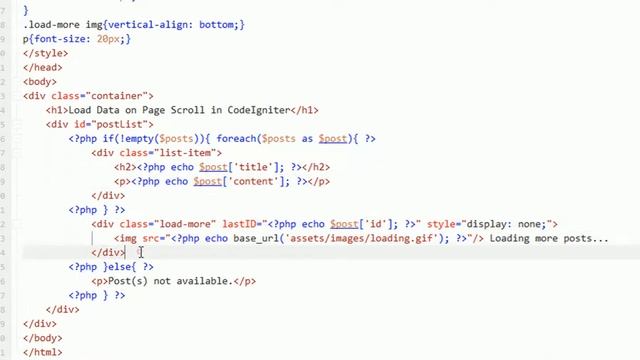 Load Data on Page Scroll in CodeIgniter using jQuery and Ajax смотреть онлайн