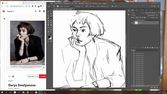 Процесс рисования девушки Speedpaint. 365 days challenge. Digital Sketching. смотреть онлайн