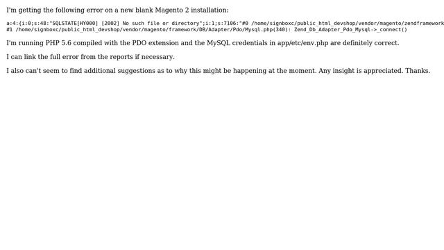 Magento: Blank Magento 2 Zend_Db_Adapter_Pdo_Mysql fatal error смотреть онлайн
