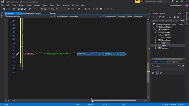 Visual Studio SQL Database Tutorial 05 - C# update database (edit & update user information) смотреть онлайн