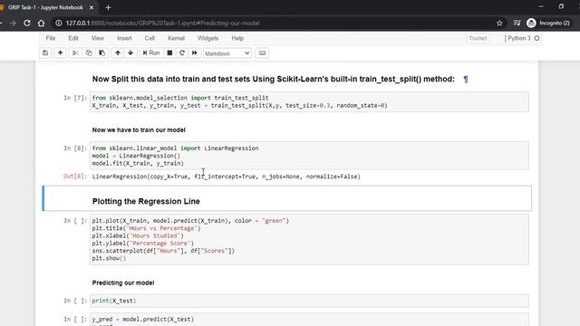 Prediction using Supervised ML (Linear Regression with Python Sk Learn) #GRIPfeb21 смотреть онлайн
