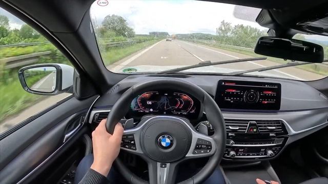 BMW G31 520d XDrive Touring Top Speed Drive German Autobahn POV 190hp G30