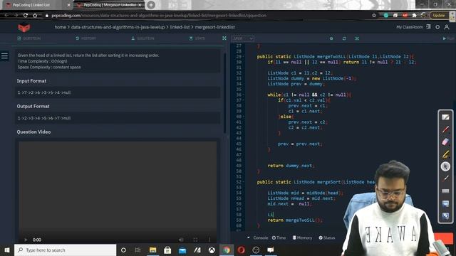 Merge Sort Linked List | Linked List смотреть онлайн