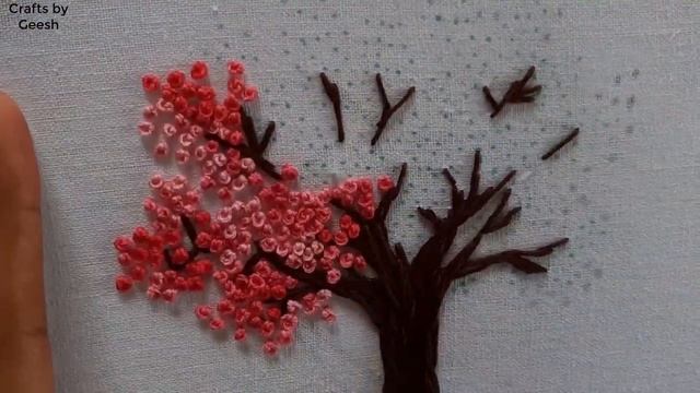 Cherry Blossom Tree - Hand Embroidery - French Knot Flowers смотреть онлайн
