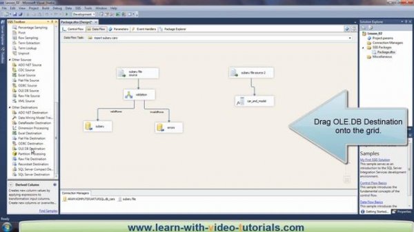 Integration Services Tutorial (SSIS Tutorial) - Using Data Flow Transformation (Lesson 2)