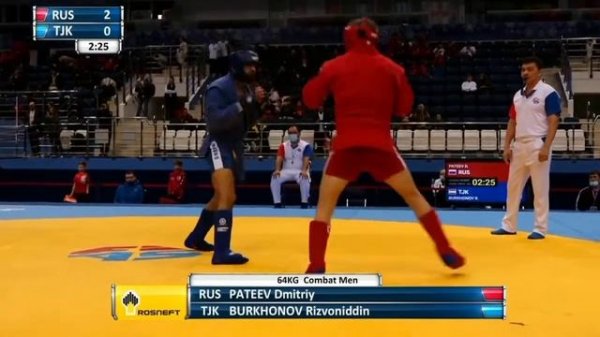 PATEEV Dmitriy (RUS) VS BURKHONOV Rizvoniddin (TJK), Combat Sambo 64 Kg Men European Champhionship