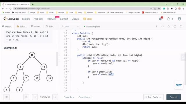 Range Sum of BST Leetcode Solution Java with Recursive and Iterative Solution смотреть онлайн