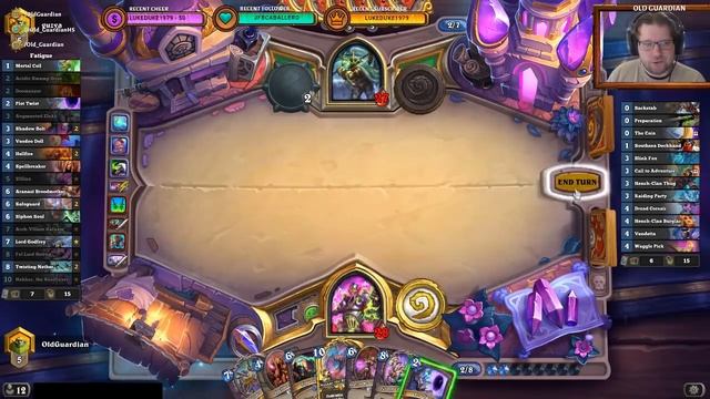 Plot Twist Fatigue Warlock gameplay (Hearthstone Rise of Shadows deck) смотреть онлайн
