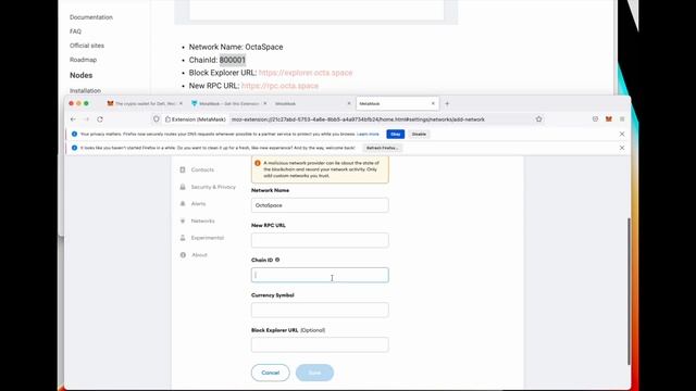 Octa Space Wallet Setup On MetaMask