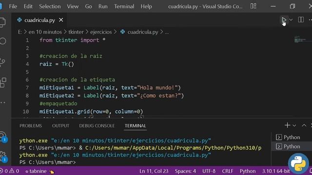 Posicionamiento grid con tkinter de python. смотреть онлайн