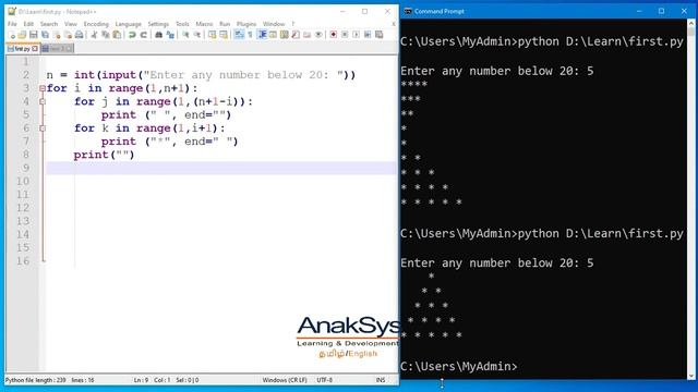 Pattern based programming python | Logical thinking | Learn Programming Step by Step - Tamil смотреть онлайн