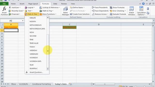 Excel Today's Date Formula смотреть онлайн