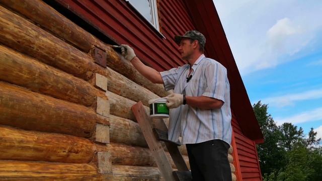Покраска сруба бесцветной пропиткой #дача #сруб #покраска смотреть онлайн