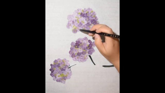 41 中国画 绣球花 Chinese brush painting Purple hydrangea смотреть онлайн