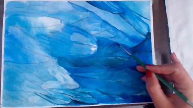 Урок рисования, перья акварель. The drawing lesson watercolor feathers. смотреть онлайн