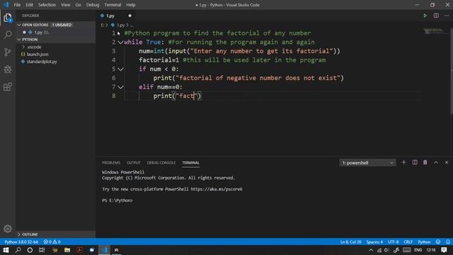 8.Python Program to find the factorial of any number (Only in 2 min) смотреть онлайн
