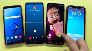 Incoming Calls on WhatsApp vs Telegram Two Samsung Galaxy Z Flip3 5G/ Z Flip/ Galaxy S9 vs IPhone 1