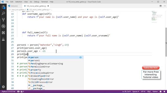 #155 Setter and getter method in OOP python // Complete Python tutorial(2020) смотреть онлайн