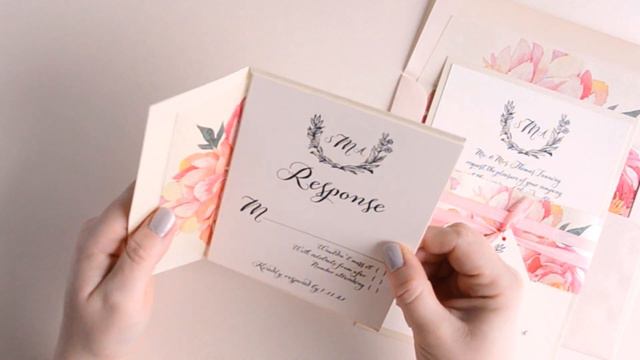 Pink Peonies Wedding Invitations by Beacon Lane смотреть онлайн
