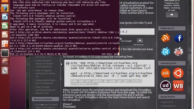 How To Install VirtualBox 4.2.0 On Ubuntu 12.10 смотреть онлайн