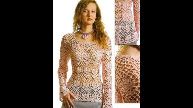 Женские кофточки крючком со схемами - Women's crocheted blouses with patterns смотреть онлайн