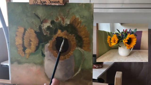 OIL PAINTING STILLL LIFE - SUNFLOWERS AND LAVENDAR смотреть онлайн