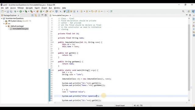 Most Asked Java Interview Questions | Immutable class Implementation With Example | Step By Step смотреть онлайн