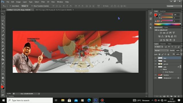 Tutorial Desain Spanduk HUT RI ke 76 dengan Photoshop - Banner Design 17 Agustus 2021 смотреть онлайн
