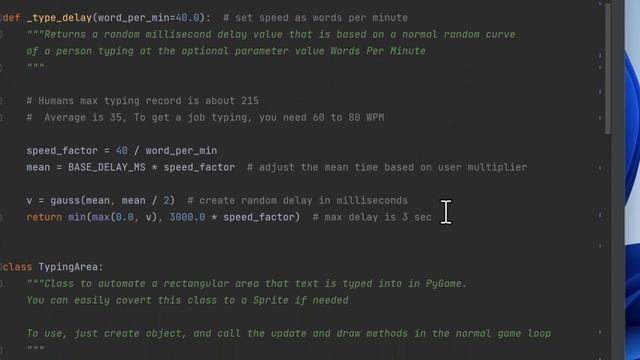 Code to simulate human typing area in PyGame with Python смотреть онлайн