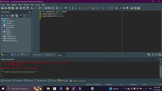 Days calculating program of python between two specific dates смотреть онлайн