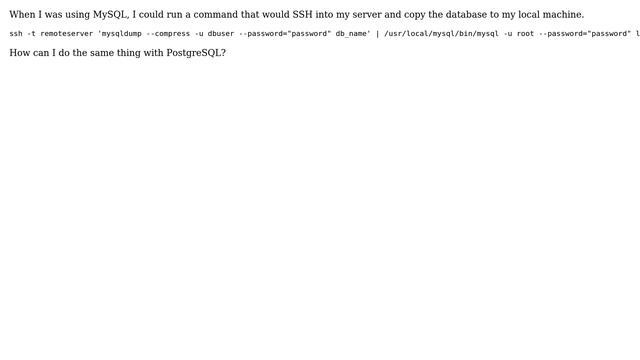 Copy PostgreSQL database from a remote server смотреть онлайн