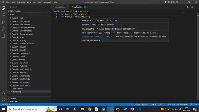 (JavaScript Ders 43) Small Metodunun Kullanımı смотреть онлайн