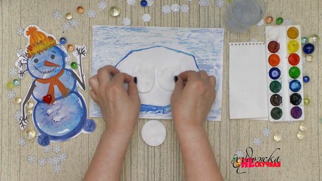 Пингвины на льдине. 8-ое занятие курса по рисованию Путешествие Снеговика.