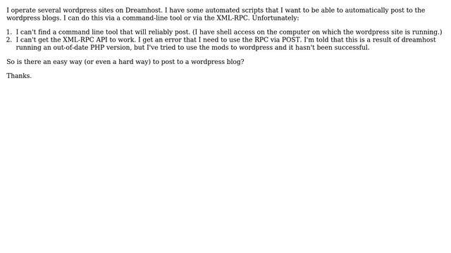 Wordpress: Automated posting to wordpress from commandline or XMLRPC API on Dreamhost смотреть онлайн