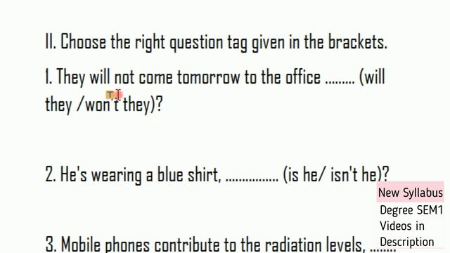 Question Tags Textbook exercises I new Degree sem 1 English смотреть онлайн
