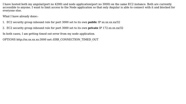 Allow only Angular application to access Node application (Same EC2 instance)and block Node for... смотреть онлайн