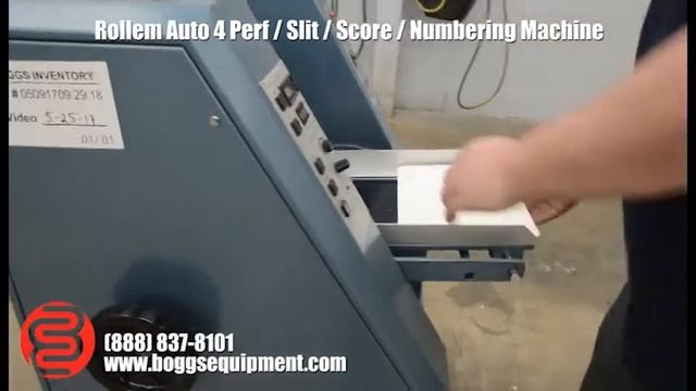 Rollem Auto 4 Perf / Slit / Score / Numbering Machine