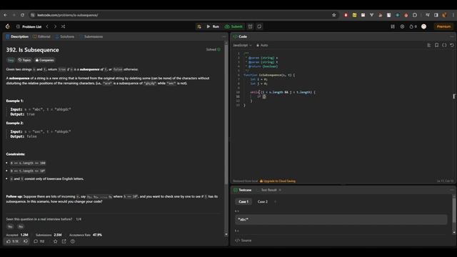 Решаем Leetcode - 392. isSubsequence смотреть онлайн