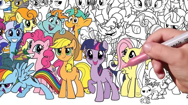 BIGGEST Coloring Pages MY LITTLE PONY. How to draw My Little Pony. Simple Drawing Tutorial Art. MLP смотреть онлайн