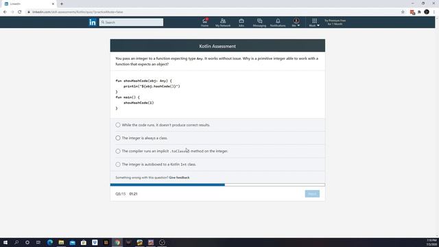 LinkedIn Kotlin Skills Assessment смотреть онлайн