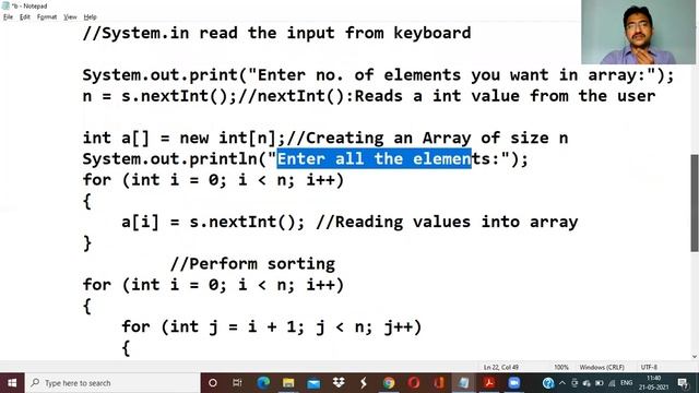 Program to input n integers and perform sorting between them (Ascending or descending) смотреть онлайн