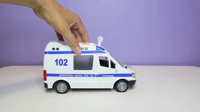 Полицейская музыкальная машина "Mercedes Benz Sprinter", инерционная модель от ТМ "Технопарк" смотреть онлайн