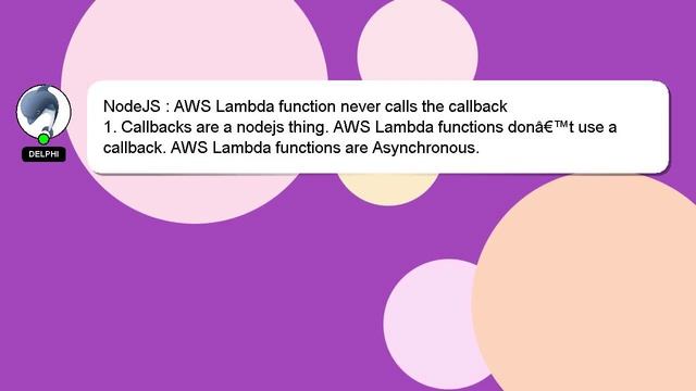 NodeJS : AWS Lambda function never calls the callback смотреть онлайн