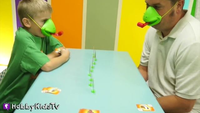 TIC TAC TONGUE Frog Face Board Game with HobbyKidsTV смотреть онлайн