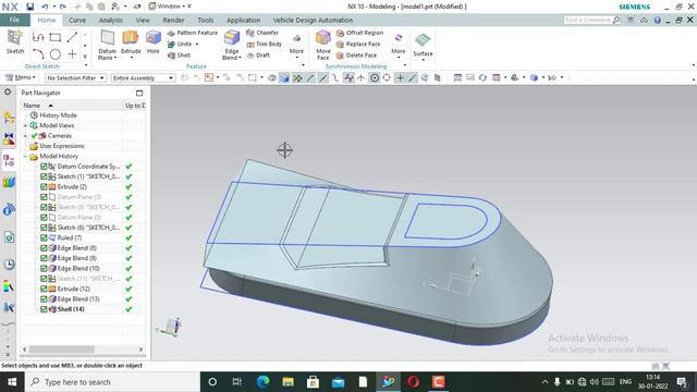 NX UG sketch , geometrical contents , rural, extruded subtract,shell, edge filiete , plane смотреть онлайн
